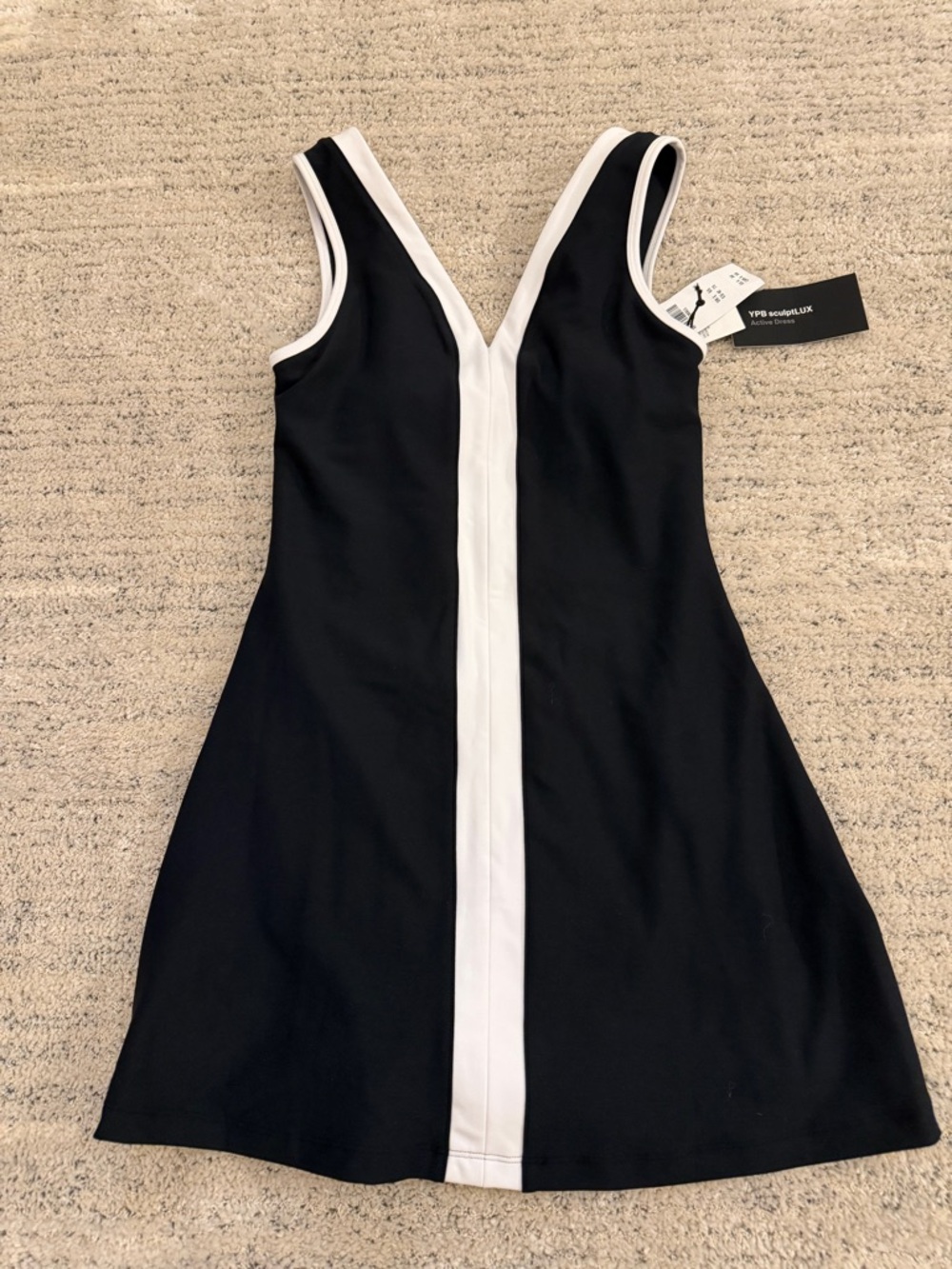 YPB Black & White V-Neck Active Dress NWT - Size XS